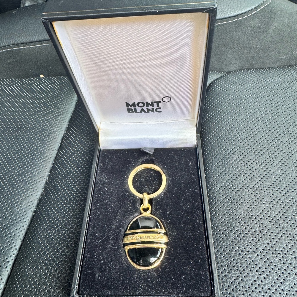 Montblanc Black and Gold Oval Keychain